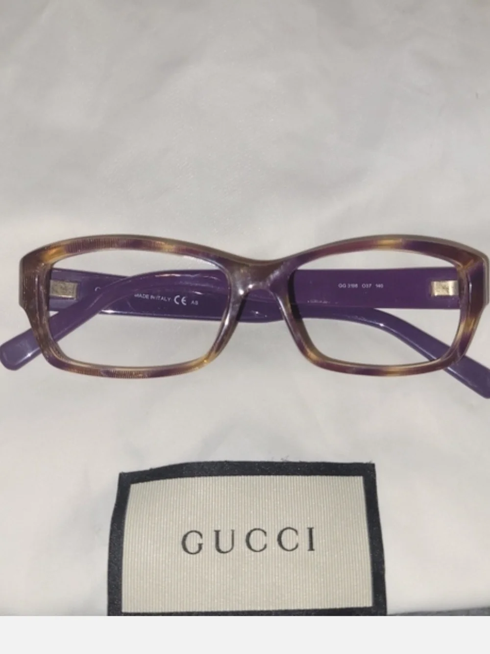 Gucci Purple and Tortoiseshell Women's Rectangular Glasses